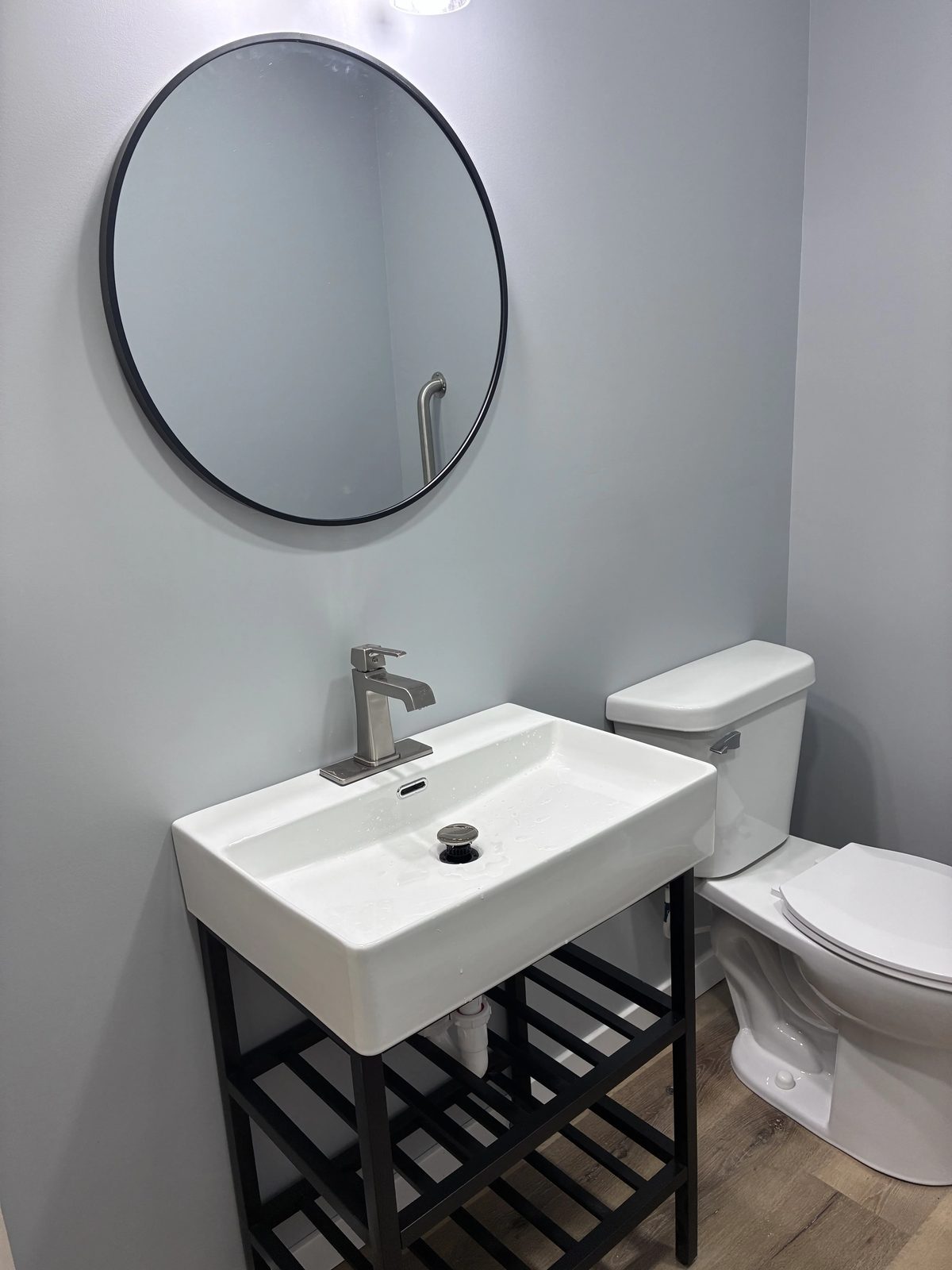 Finished bathroom remodel with new vanity